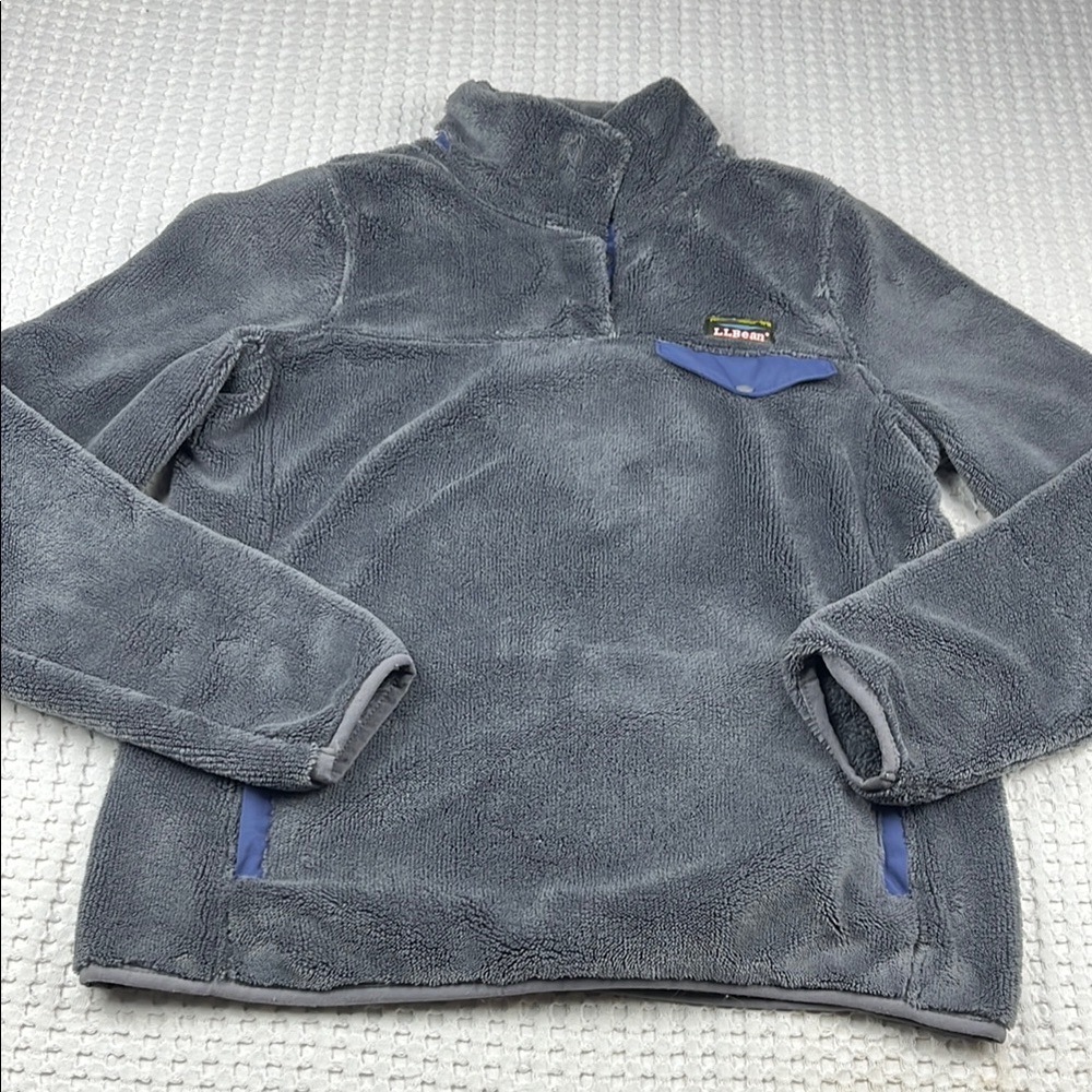 L.L. Bean Hi-Pile Fleece Ladies Size XS 1/4 Button Up Pullover Sweater pre Owned